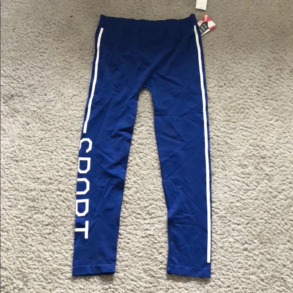 Blue and white stretchy leggings